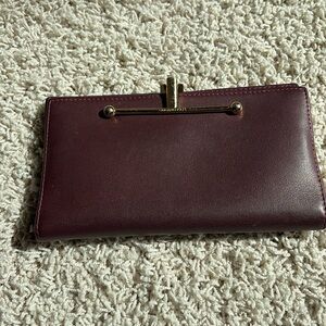 Strathberry wallet in maroon and pink